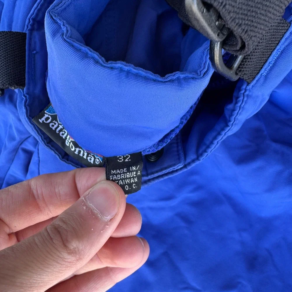 Patagonia Mens Blue Snow Ski Pants Suspenders Size 32 Cobalt Mountain